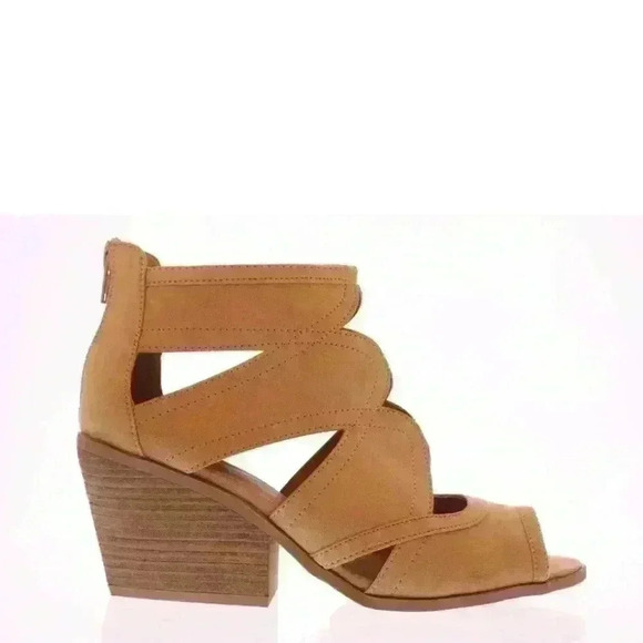 NIB Qupid Women's DALTON-14 Toffee Caged Peep Toe Sandal Boot Bootie Size 7.5 - Picture 1 of 6